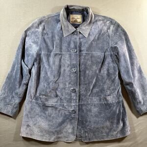 St. John's Bay Vintage Blue Leather Button Chore Barn Coat Women's XL
